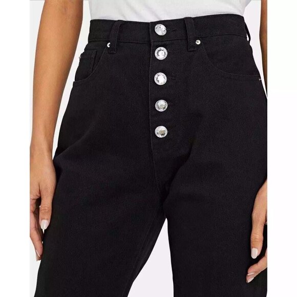 WeWoreWhat The Danielle Crystal Straight Jeans in Black 27 Womens Denim Pants - Picture 12 of 15